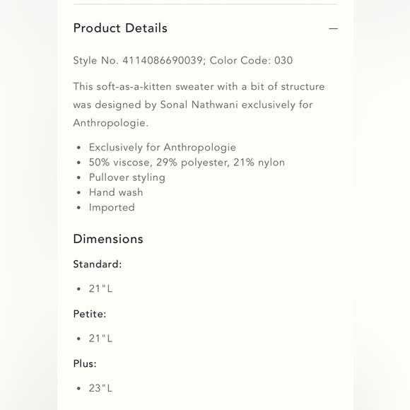 Anthropologie x Sonal Nathwani Camryn Cropped Crewneck Sweater Size XL NWT - Picture 5 of 15